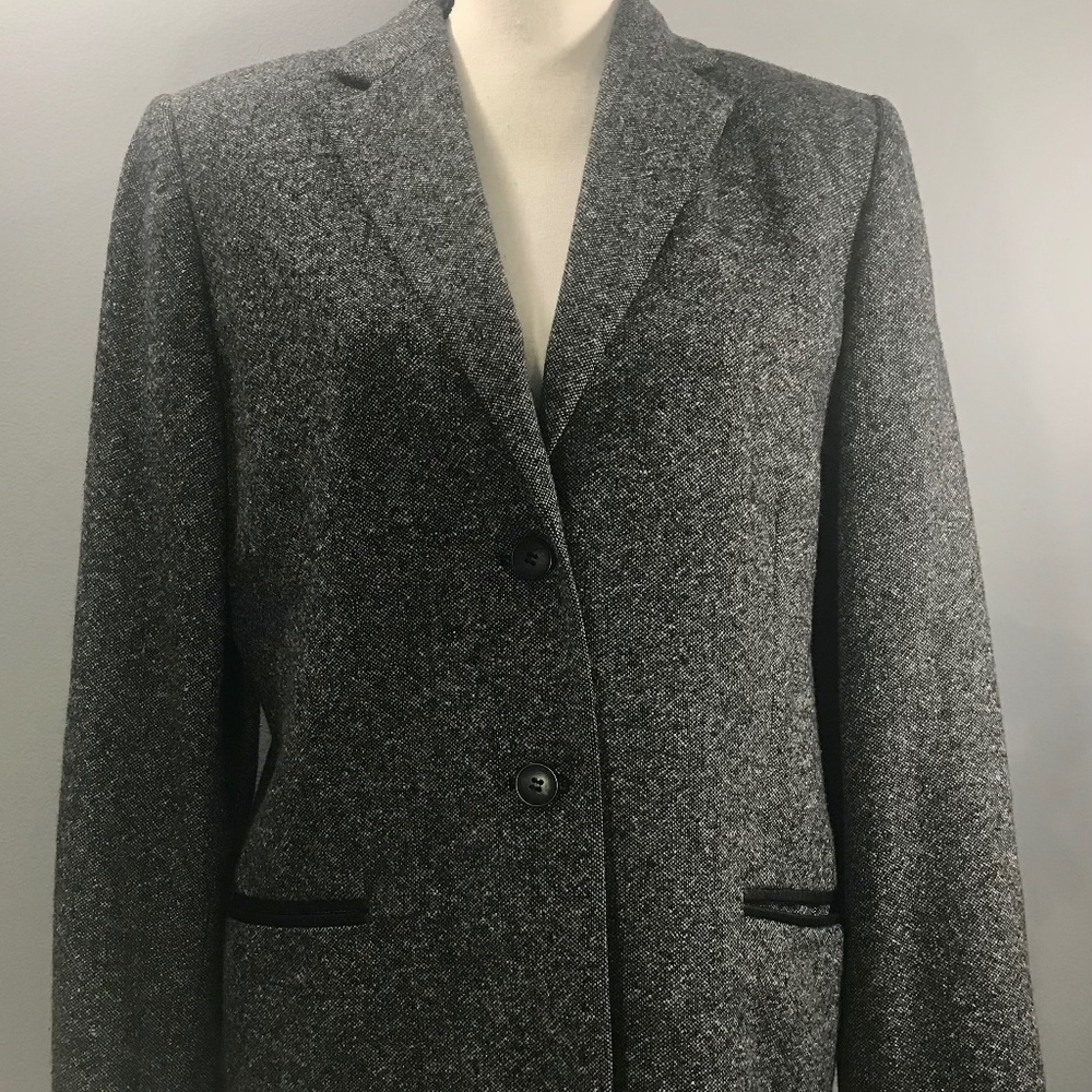 Kate Hill Petites Woolmark Blend GrayButton Close Blazer Suit Jacket Size 8P EUC
